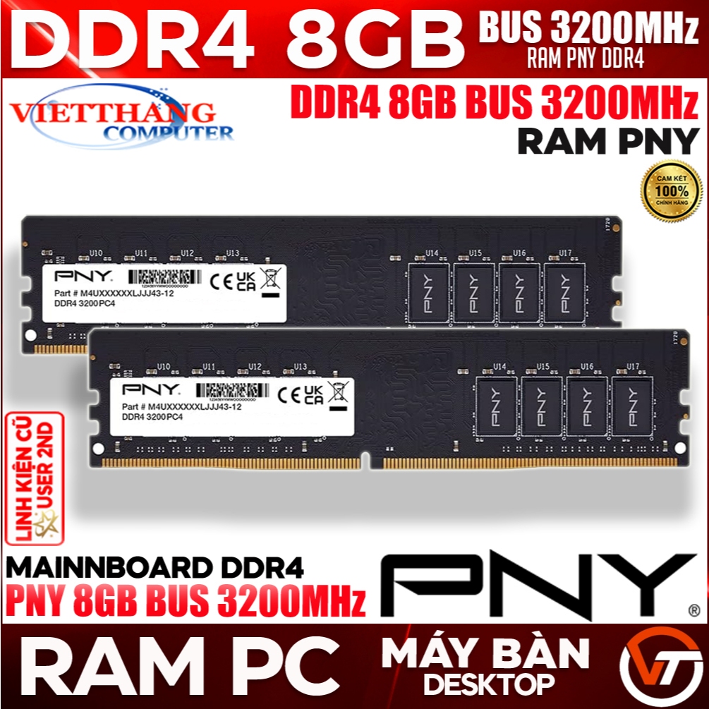 Ram Máy Tính PNY DDR4 8GB Bus 3200Mhz Chính hãng Ram cũ đã qua sử dụng ( Cũ - 2nd )