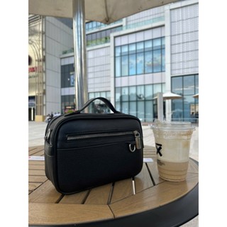 Túi Golf quai xách kèm dây đeo chéo DK.13 có quai xách màu đen da nhăn PU cao cấp full box KT 23x16x8cm