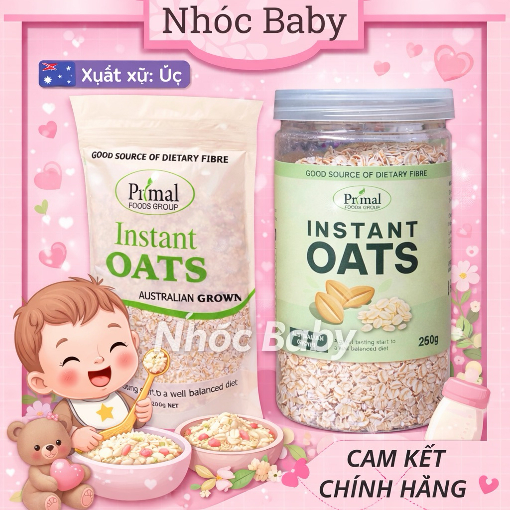 Yến mạch Nguyên Cán Roll Oats & Ăn Liền Instant Oats Primal Úc 250g/400g