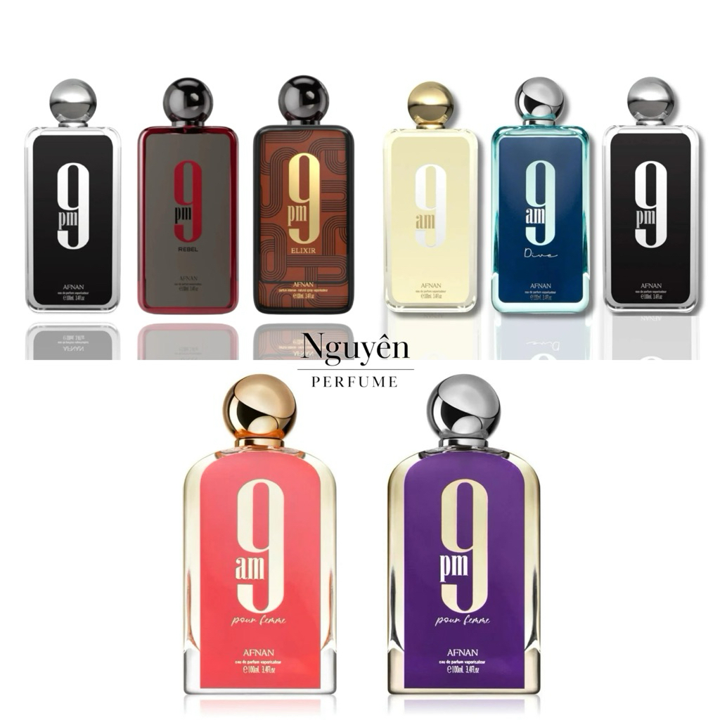 Nước hoa 9 Collection – 9PM, 9AM, 9AM Dive, 9PM Pour Femme, 9AM Pour Femme, 9PM Elixir, 9PM Rebel