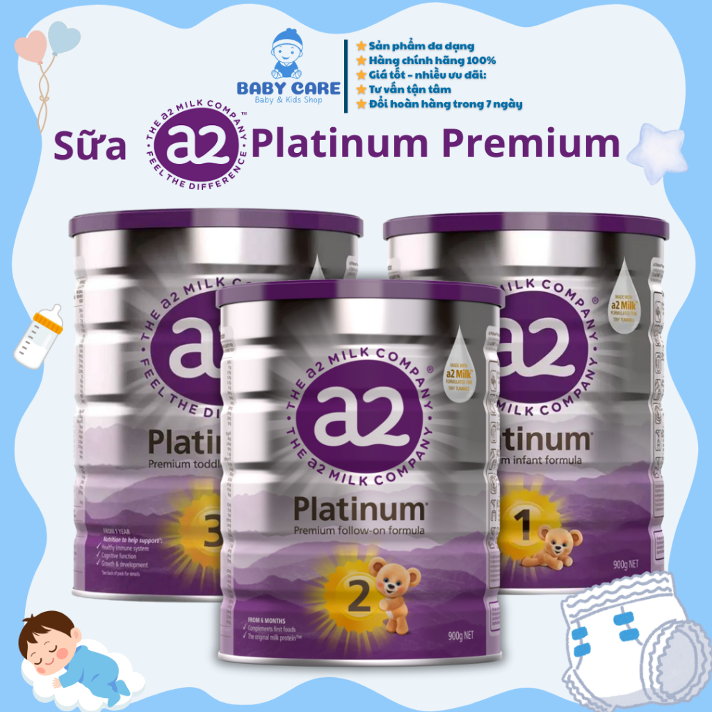 Sữa A2 Platinum số 1, 2, 3, 4 cho bé phát triển toàn diện Lon 900g - BABY KIDS