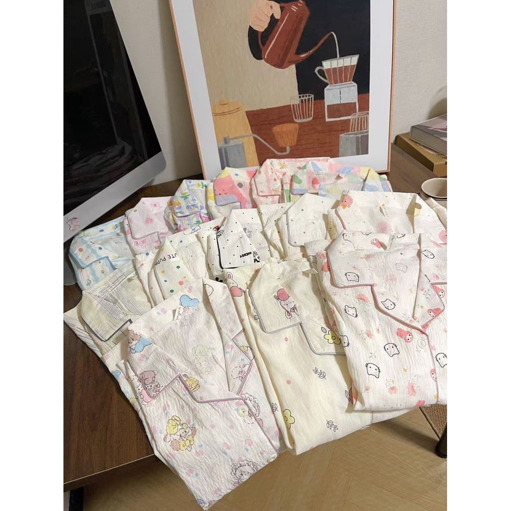 Bộ đồ ngủ nữ dài tay Gatsby Pijama chất liệu Cotton không nhăn mặc thoải mái khi ở nhà hay khi ngủ