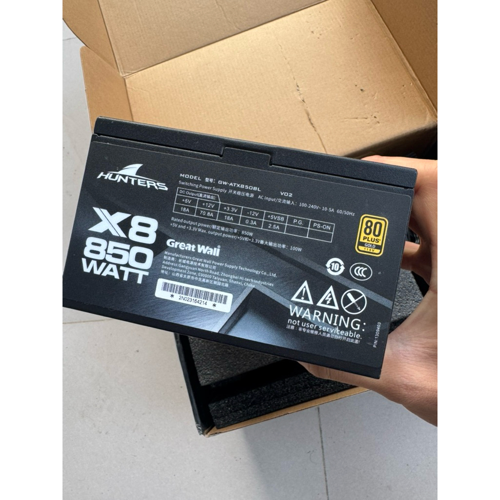 Nguồn ATX Hunters Great Wall GW-ATX850BL 80 PLUS® Gold cũ
