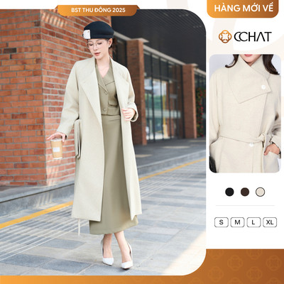 Áo Măng Tô 𝐂𝐂𝐇𝐀𝐓 Dáng Suông Aislin Chất Liệu Dạ Cap Cấp Sang Trọng 25MDZ2003ST