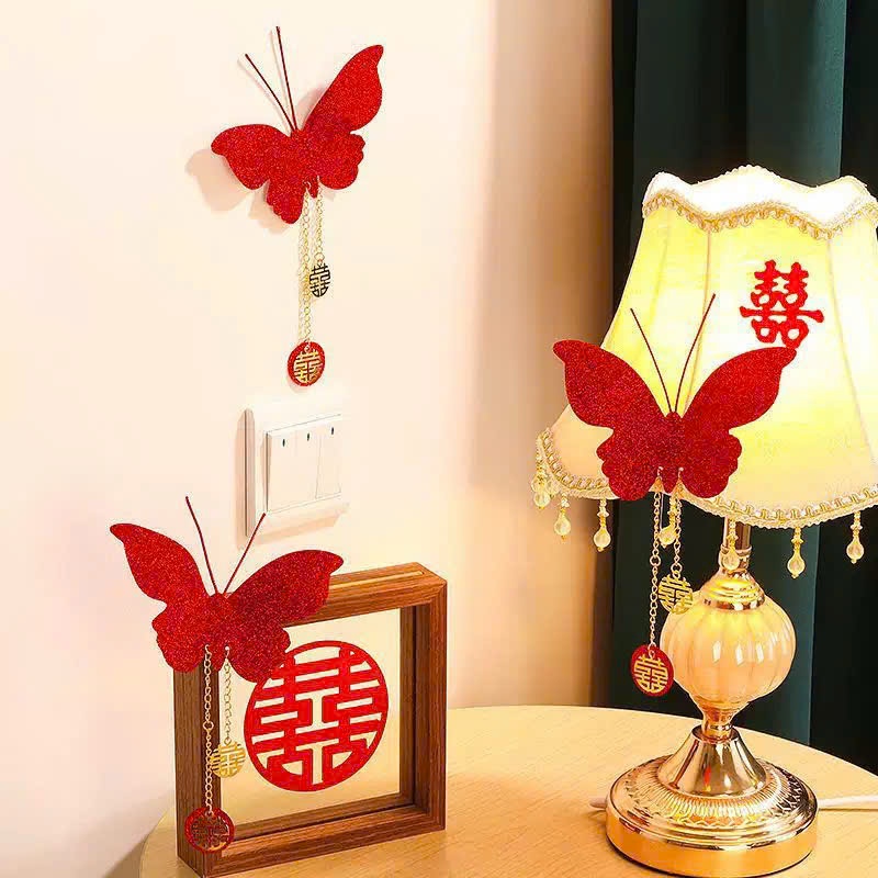 Set 5 Bươm Bướm Màu Đỏ Trang Trí Tết, Hoa, Quà Tặng