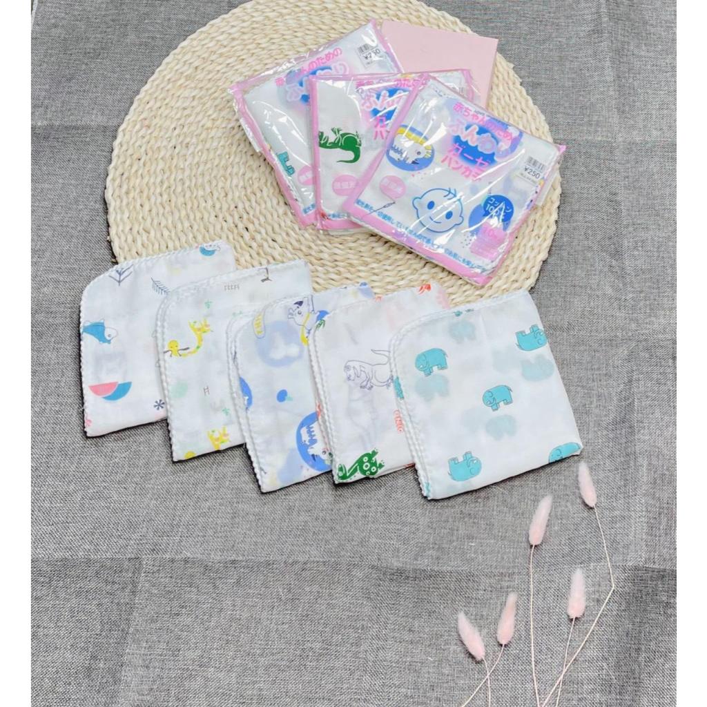 Sét 10 khăn xô sữa 2 lớp xuất Nhật loại hoa văn