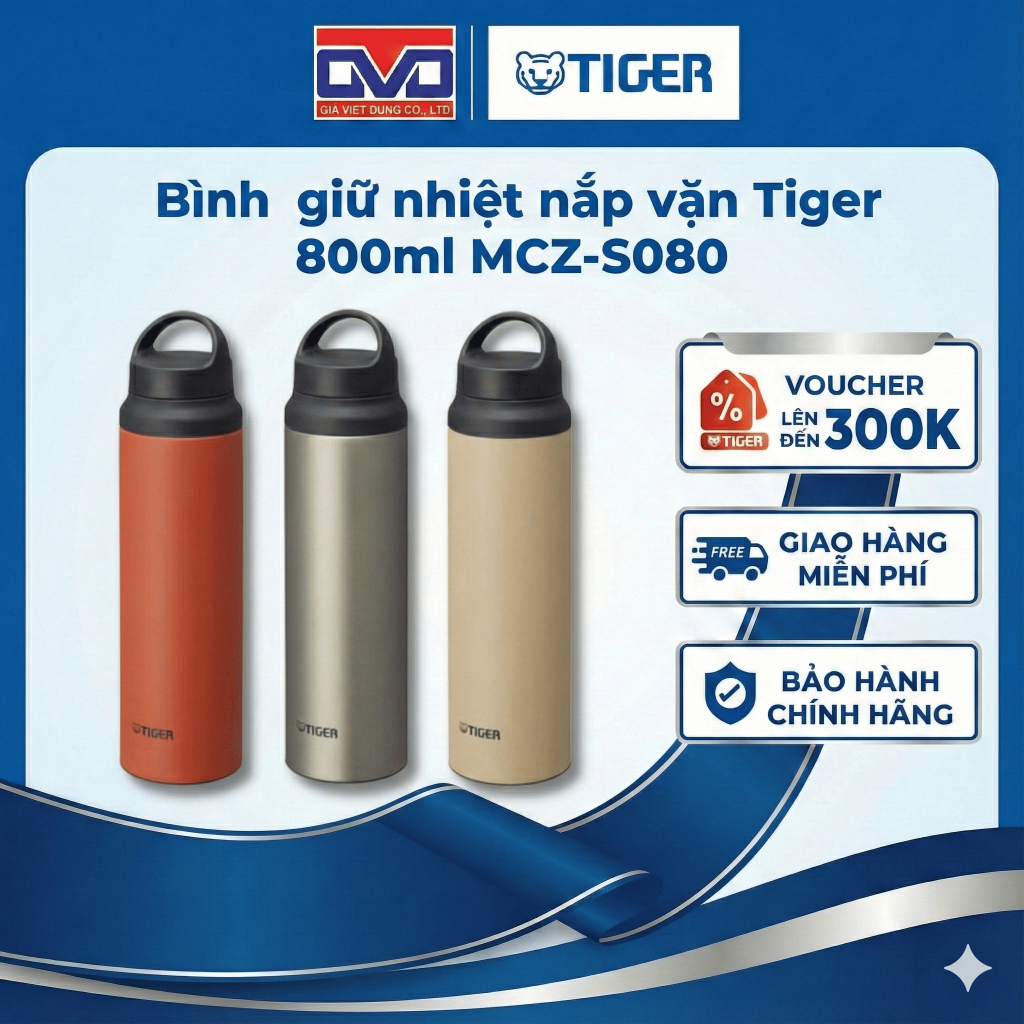 Bình giữ nhiệt lưỡng tính Tiger 800ml - Khoá an toàn 1 chạm - MCZ-S080 - Hàng chính hãng