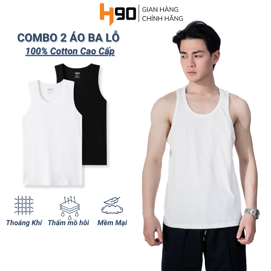 COMBO 2 Áo Ba Lỗ Nam H90 Chất Cotton Siêu Mềm, Co Giãn, Thấm Hút Mồ Hôi Cực Tốt BLT01