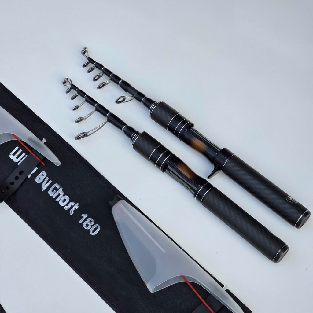 Cần Lure Rút mini v9 thu gọn 34cm Wing By Ghost - Black V9 - Độ Cứng L chuyên lure suối ,lure lóc cả