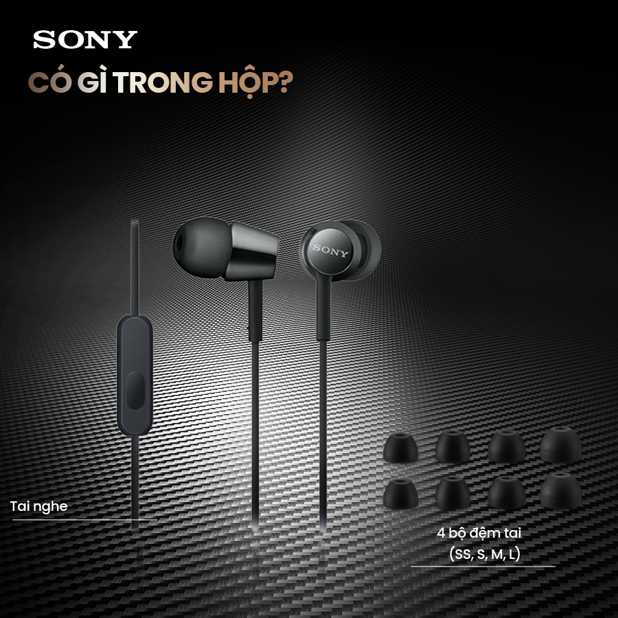 Tai nghe có dây in-ear Sony MDR-EX155AP màng loa 9mm cho âm thanh động, có micro đàm thoại, jack cắm | BigBuy360 - bigbuy360.vn
