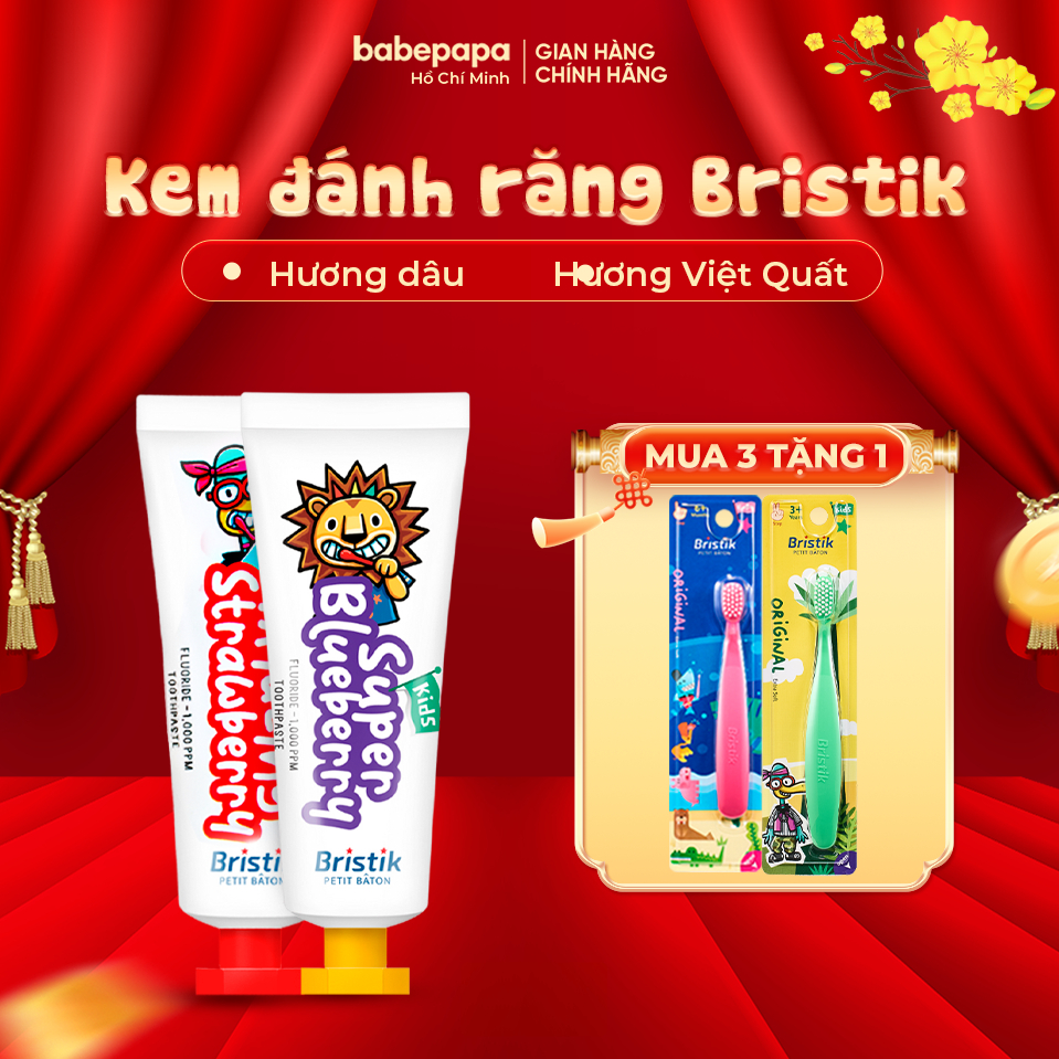 Kem Đánh Răng Cho Bé Bristik Hữu Cơ Hàn Quốc Kem Đánh Răng Cho Bé Từ 1 Tuổi Ngăn Ngừa Sâu Răng, Mảng