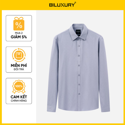 [T8_SALE 30%_HT] Áo Sơ Mi Dài Tay Ghi Đá Thiết Kế Hoạ Tiết Ẩn 9SMDH570GHD Biluxury Form Slimfit Cao Cấp Chống Nhăn