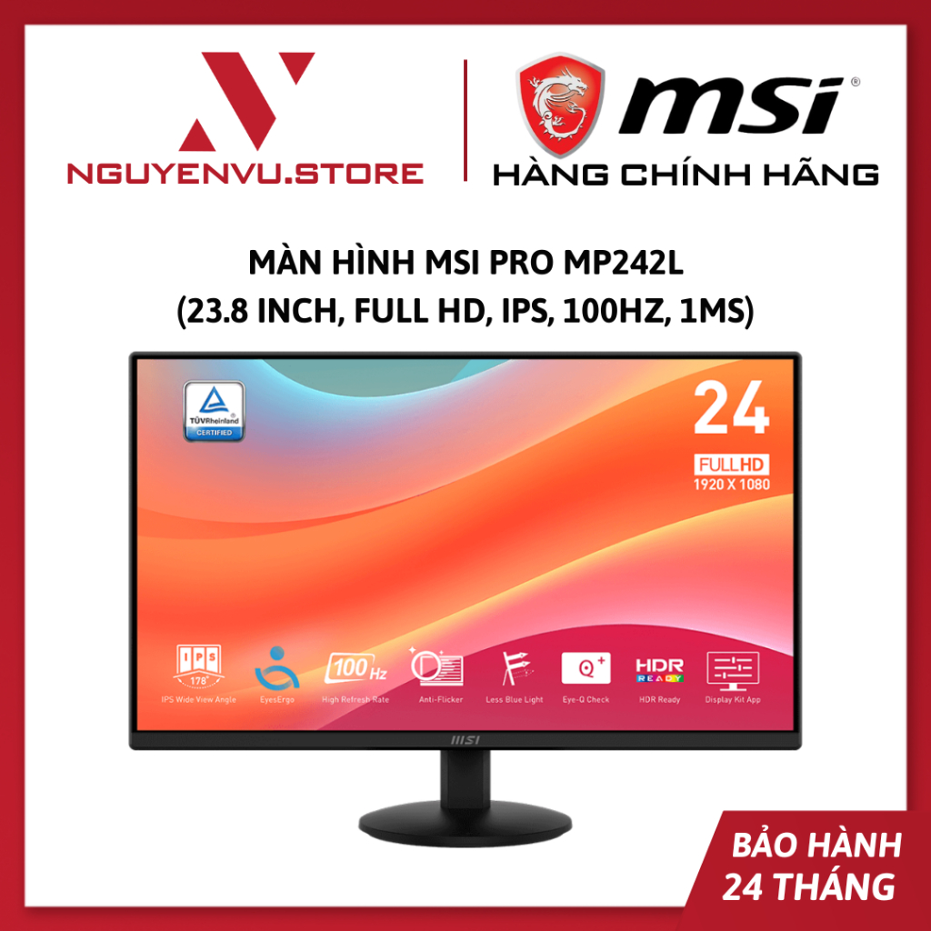 Màn hình MSI PRO MP242L 23.8 inch, Full HD, IPS, 100Hz, 1ms - Hàng chính hãng
