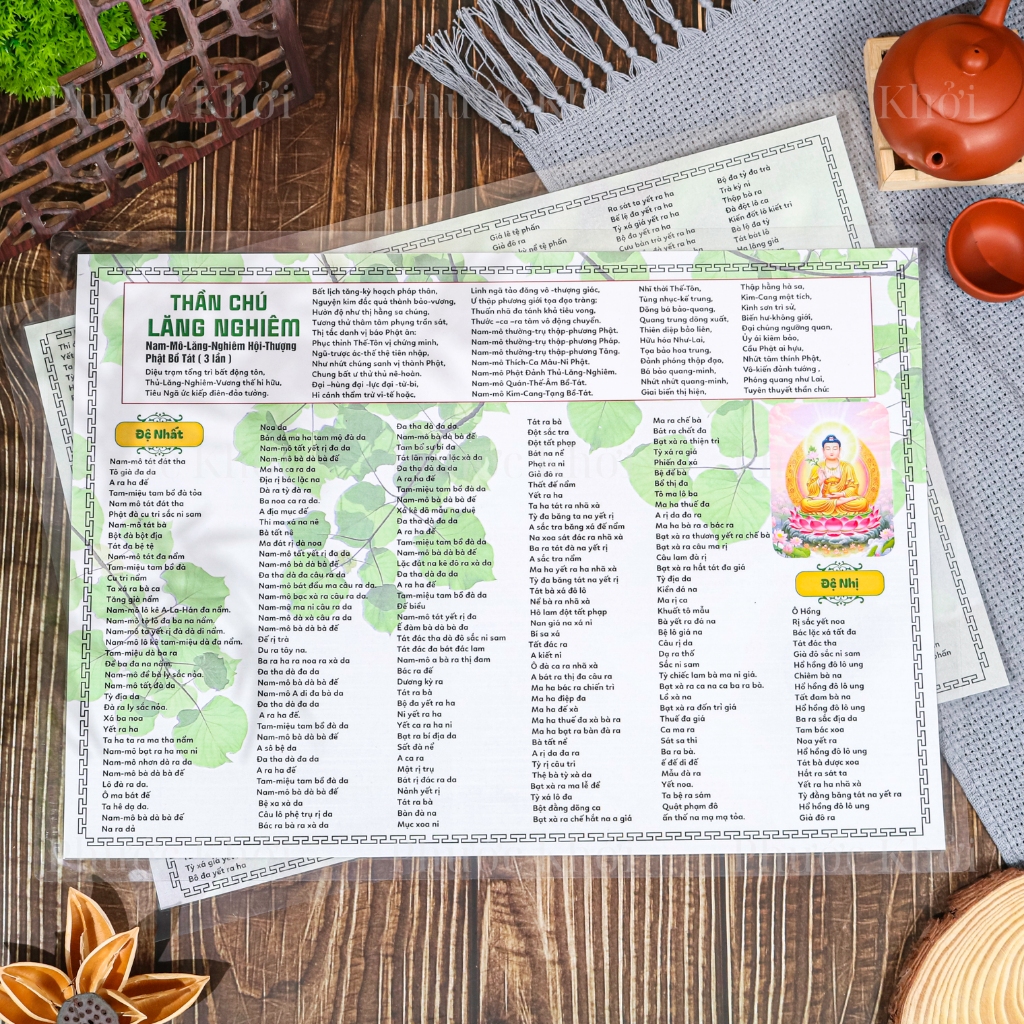 COMBO 2 Tờ thần Chú Lăng Nghiêm khổ A3 - ép Plastic P0026