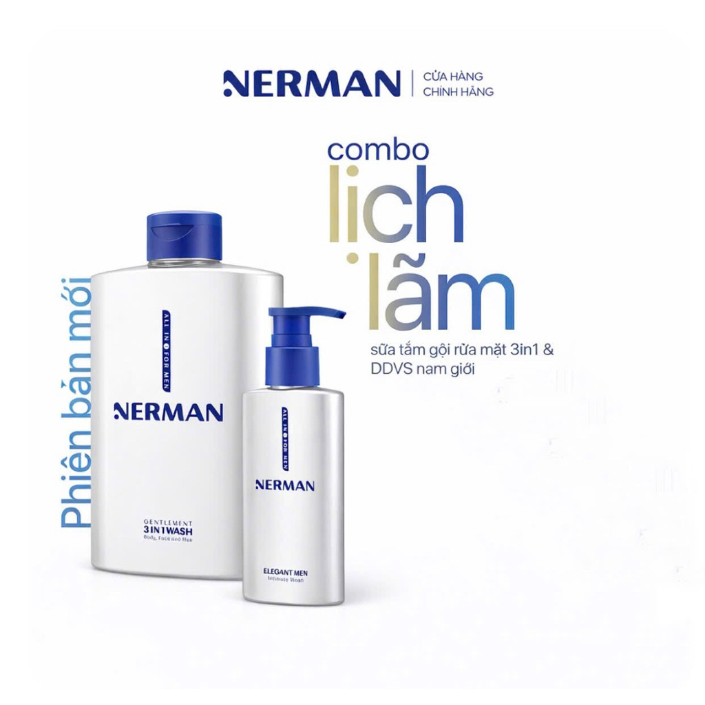 (TOP BÁN CHẠY) Combo lịch lãm Nerman - Sữa  tắm gội cho nam 350ml & DDVS nam giới 100ml