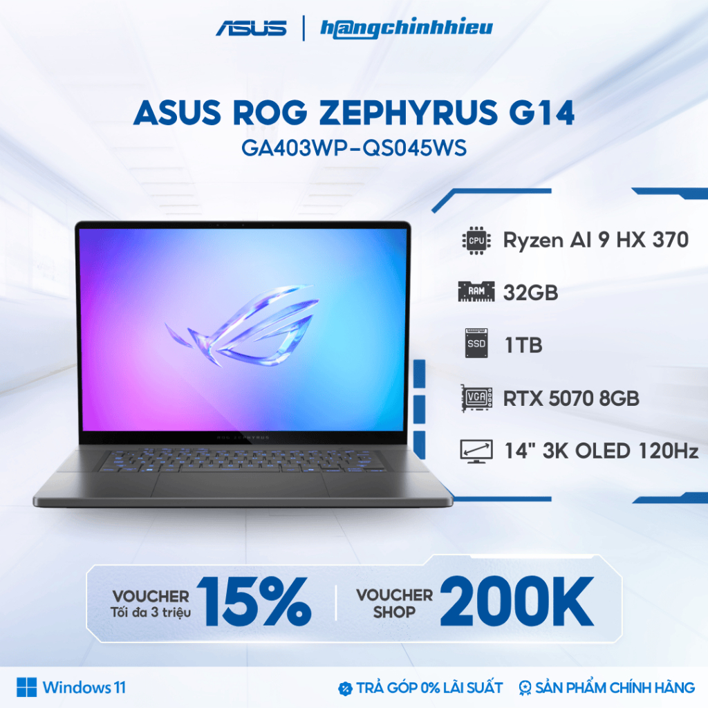 Laptop ASUS ROG Zephyrus G14 GA403WP-QS045WS Ryzen AI 9 HX 370 / GeForce RTX™ 5070 8GB / 32GB / 1TB 