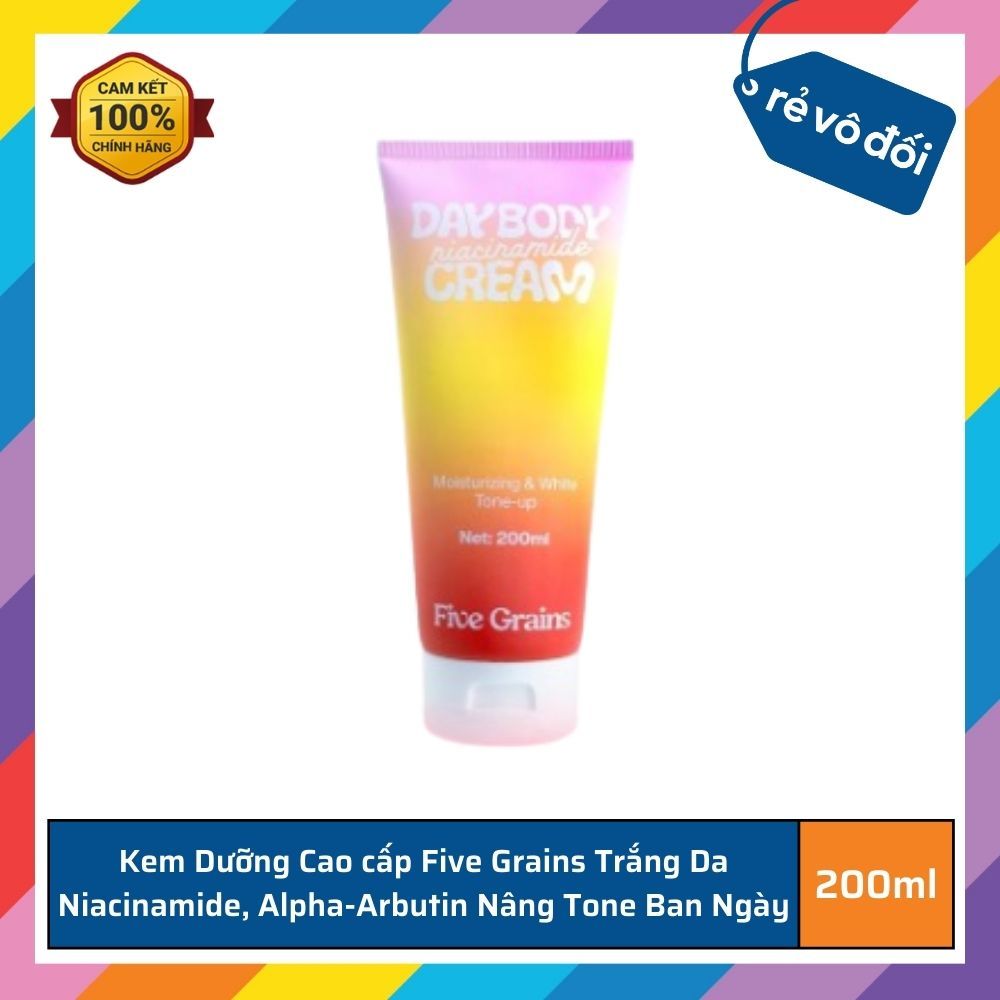 Kem Dưỡng Cao cấp Five Grains Trắng Da Niacinamide, Alpha-Arbutin Nâng Tone Ban Ngày 200ml