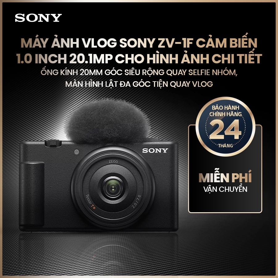 Sony ZV-1F - Máy ảnh compact 1 inch 20.1MP, quay 4K, màn hình LCD 3 inch lật xoay