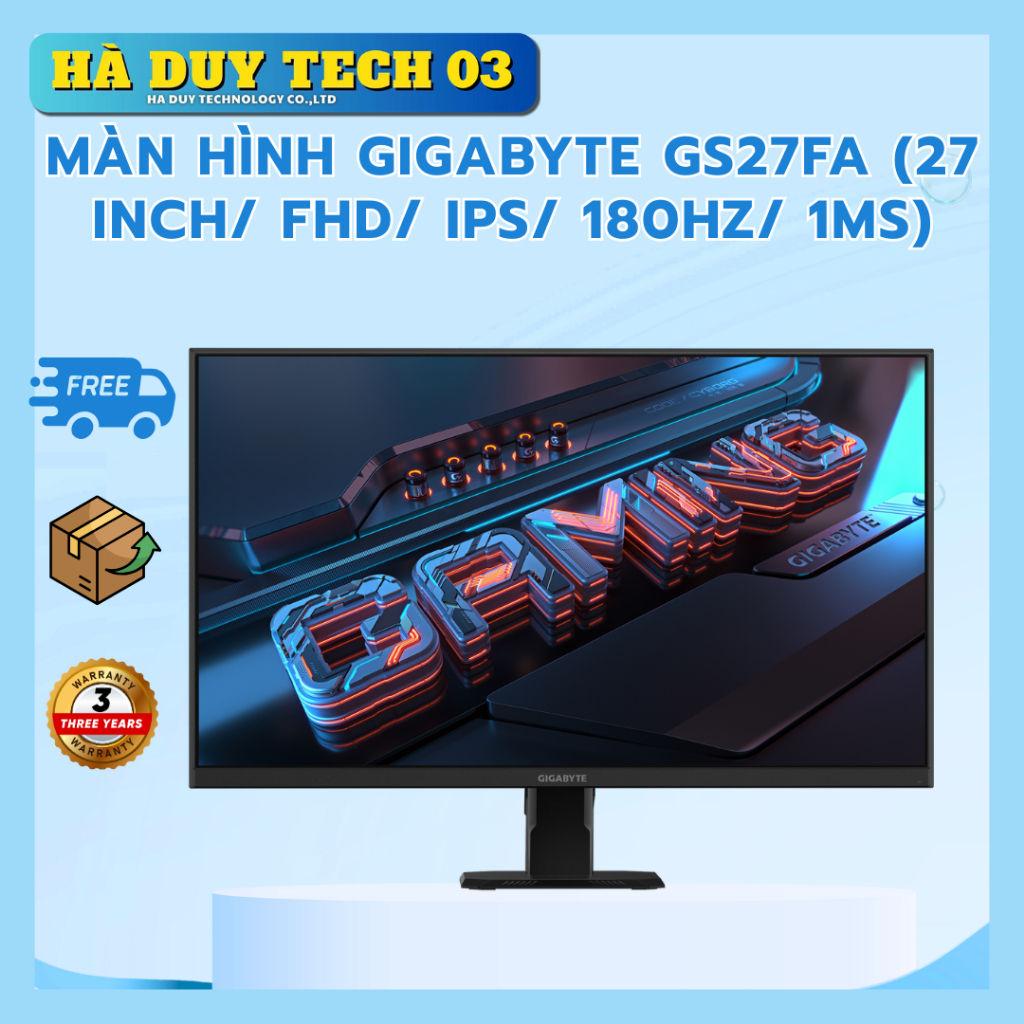 Màn hình Gigabyte GS27FA (27 inch/ FHD/ IPS/ 180Hz/ 1ms) - Chính Hãng - BH 36T - Hà Duy Tech
