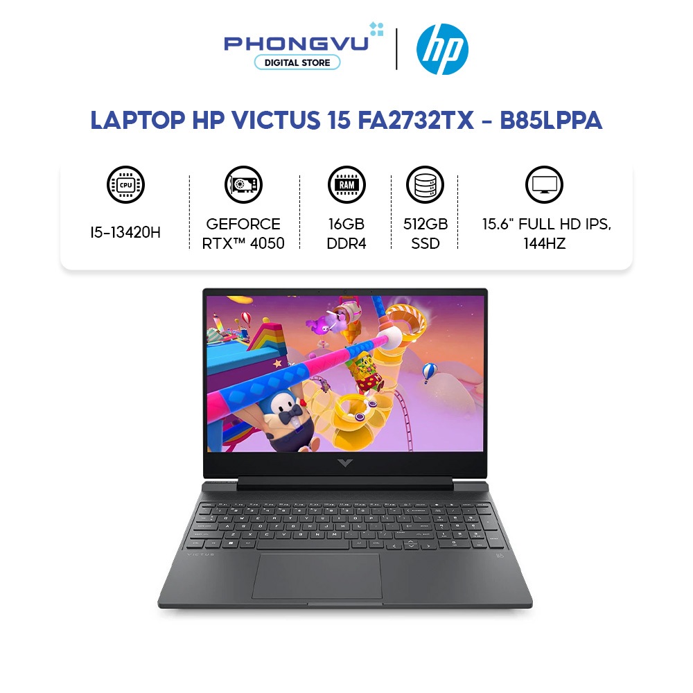 Laptop Gaming HP Victus 15-fa2732TX | i5-13420H, RTX 4050 6GB, 16GB RAM, 144Hz - Bảo Hành 12 Tháng