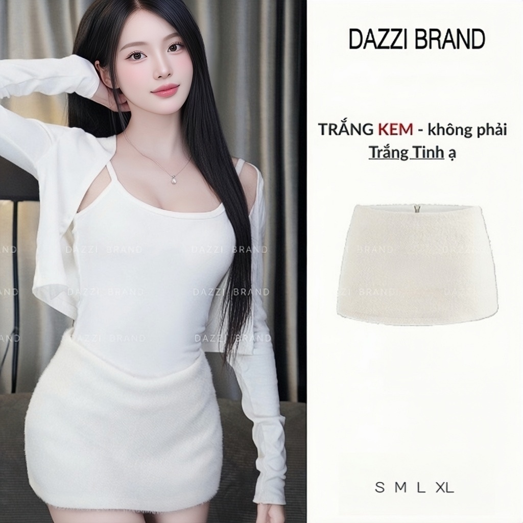 [KHOÁ KÉO PHÍA SAU] Chân váy nữ vải Lông Thỏ phong cách Y2K chữ A có lót trong dáng ngắn DAZZI V03 | BigBuy360 - bigbuy360.vn