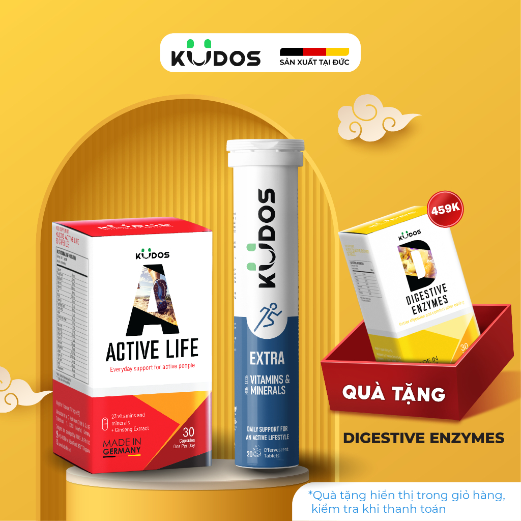 Combo Thực Phẩm Bảo Vệ Sức Khỏe KUDOS ACTIVE LIFE 30 viên/hộp + KUDOS EXTRA HIGH DOSE VITAMINS & MIN