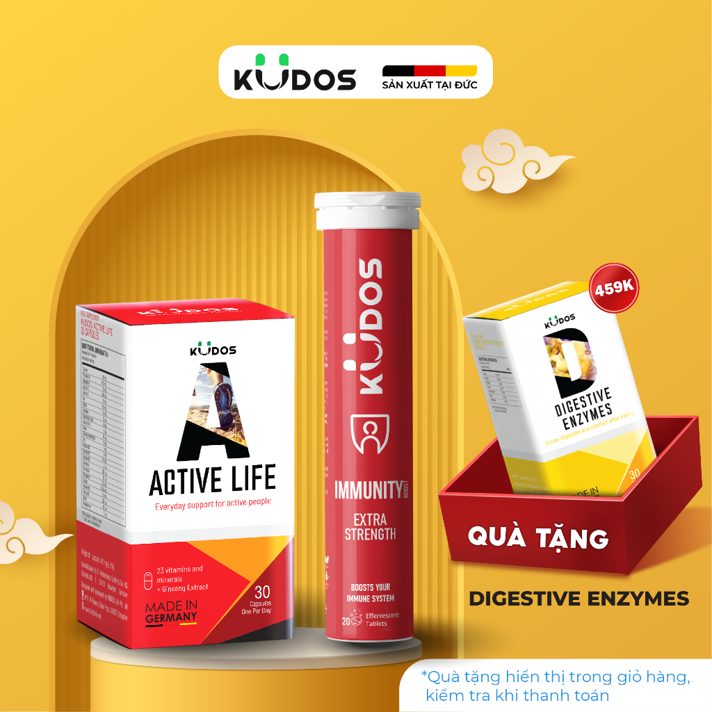 Combo Thực Phẩm Bảo Vệ Sức Khỏe KUDOS ACTIVE LIFE 30 viên/hộp + KUDOS IMMUNITY BOOST EXTRA STRENGTH 