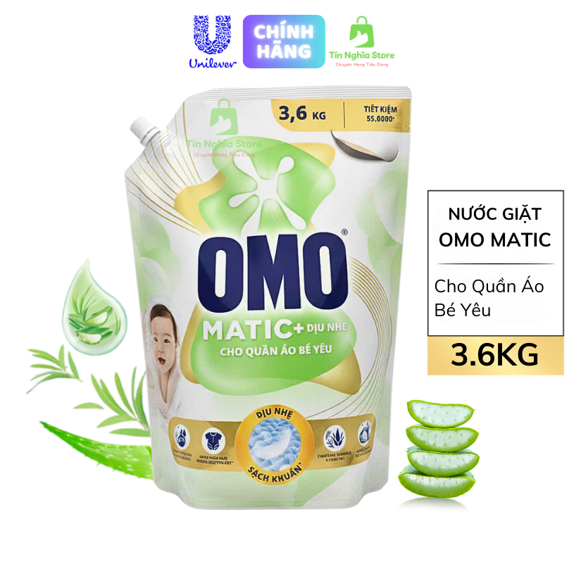 Nước Giặt OMO Matic Cho Bé An Toàn Cho Quần Áo Em Bé - Túi 3.6KG