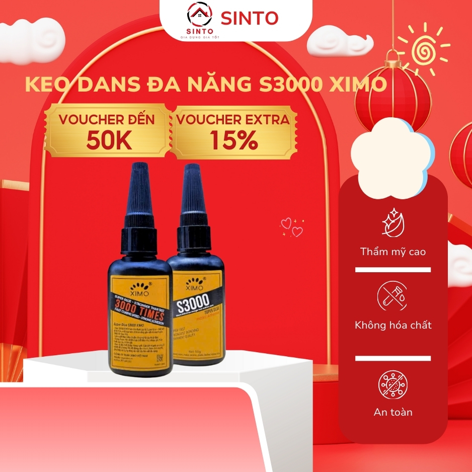 Keo dán đa năng siêu dính Ximo S3000 50ml, Keo dán tường, nhựa, gỗ, inox, gốm, giày da,vải siêu chắc