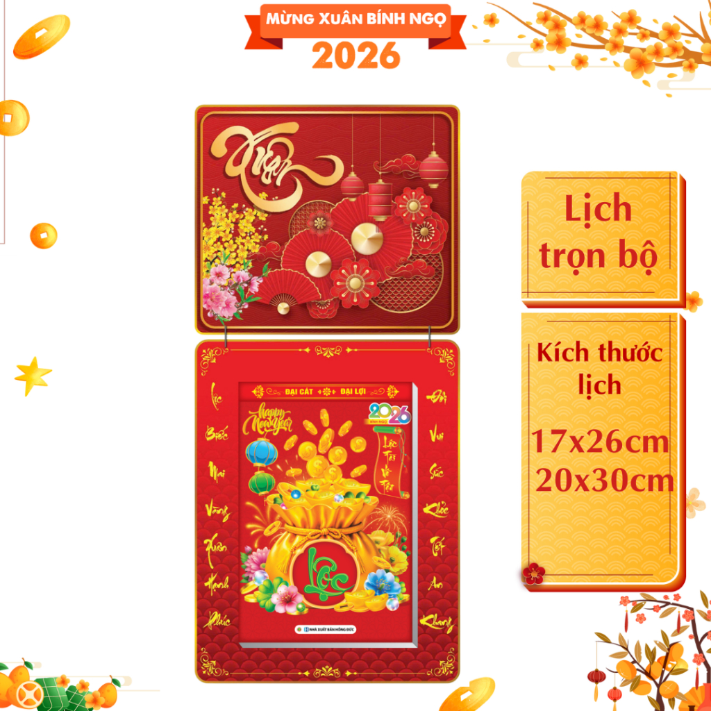 [LỊCH TẾT 2026] Chủ đề Việt Nam Kỷ Nguyên Thịnh Vượng Trọn Bộ Đầu Treo Laminate - Bloc (17x26 cm) - 