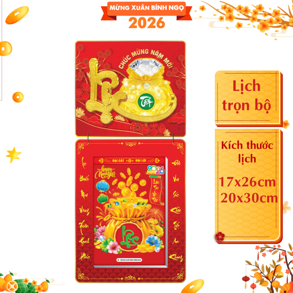 [LỊCH TẾT 2026] Chữ Lộc Trọn Bộ Đầu Treo Laminate - Bloc (17x26 cm) (20x30 cm)