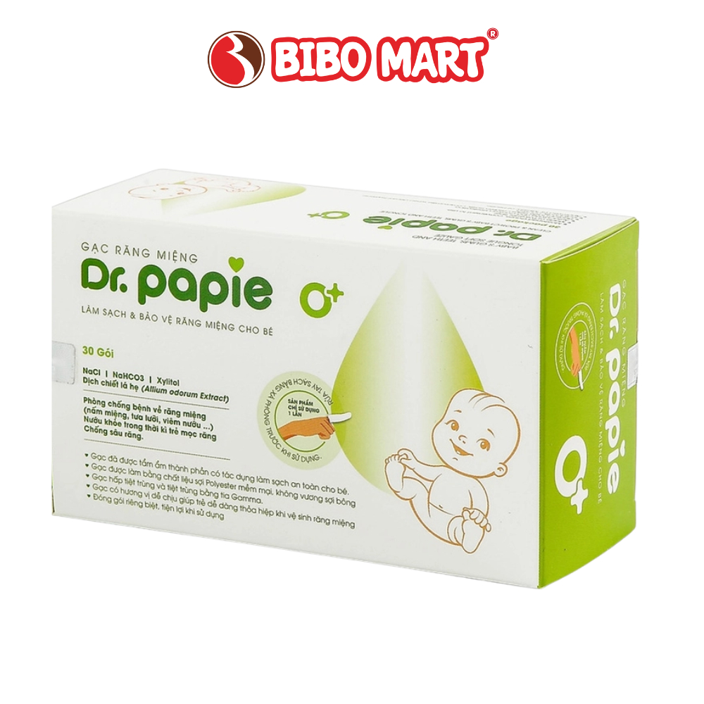 Gạc rơ lưỡi Dr. Papie cho bé từ sơ sinh vệ sinh răng miệng hộp 30 gói- Nimo
