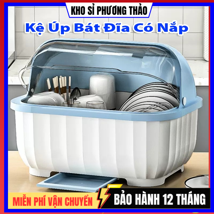 Kệ Úp Chén Bát Đĩa, Hộp Đựng Bát Có Nắp Đậy Chống Côn Trùng, Bụi Bẩn Thoát Nước Ngăn Ẩm Mốc Bảo Vệ S
