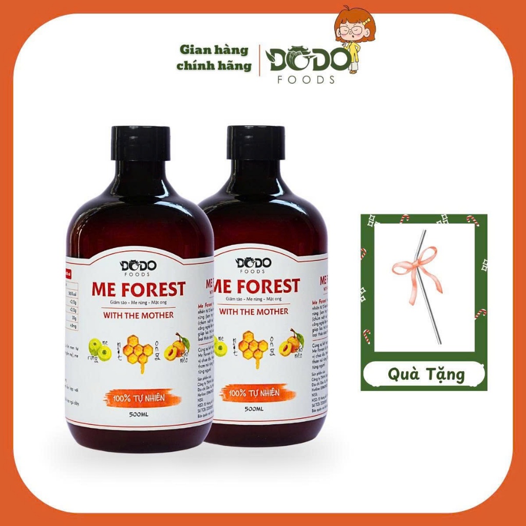 COMBO 2 Lọ Me Forest - Giấm táo mèo lên men mật ong me rừng, còn nguyên con giấm mẹ