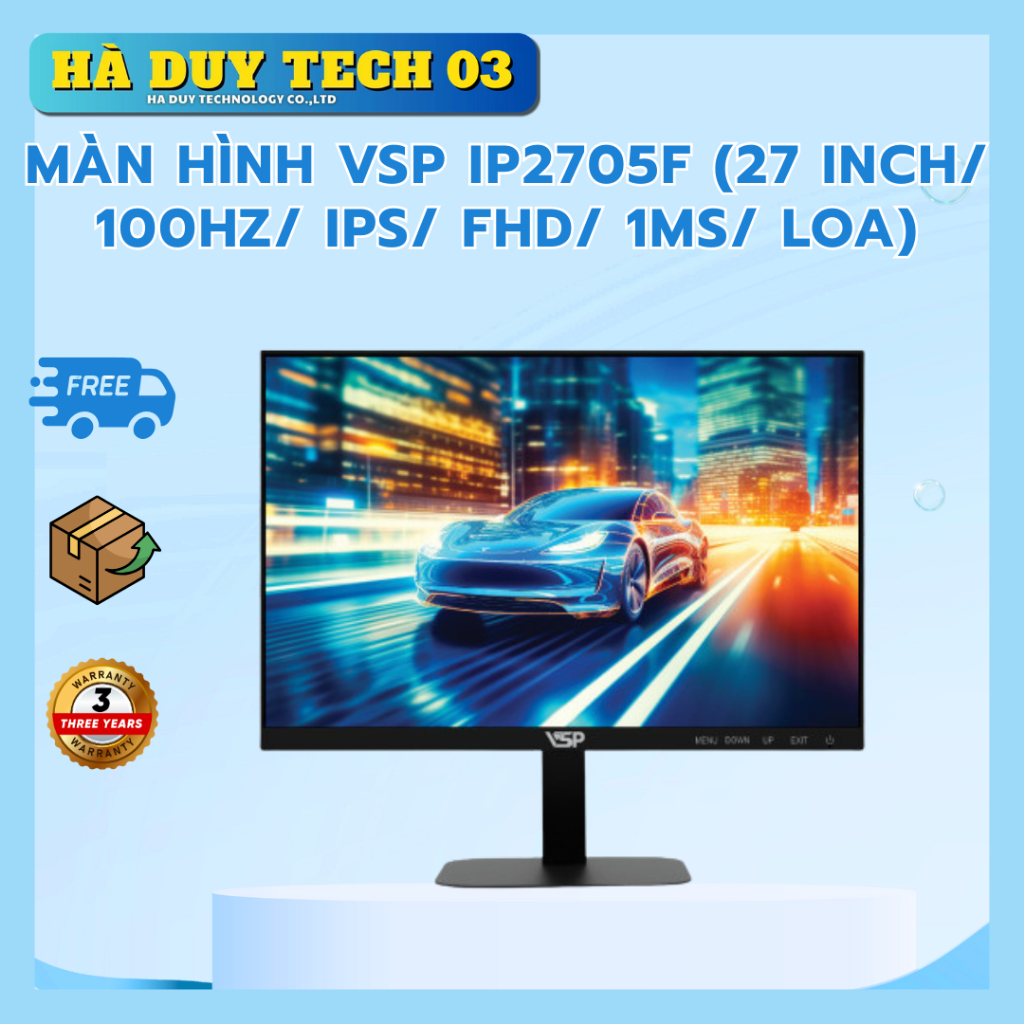Màn Hình VSP IP2705F (27 inch/ 100Hz/ IPS/ FHD/ 1ms/ Loa) - Chính Hãng - BH 36T - Hà Duy Tech