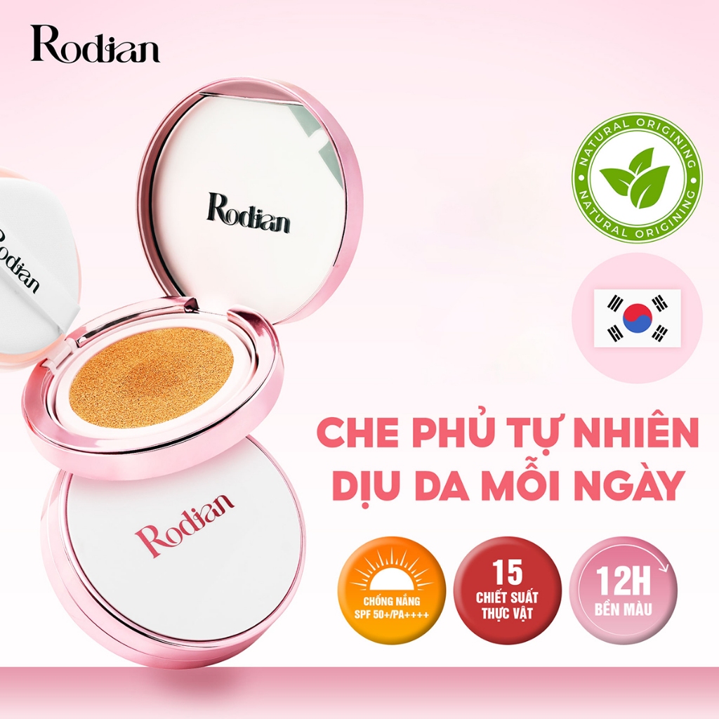 Phấn Nước Rodian Glow Fit – Cushion Mỏng Nhẹ Tự Nhiên, Dịu Da Mỗi Ngày, SPF50+ PA++++, 12g