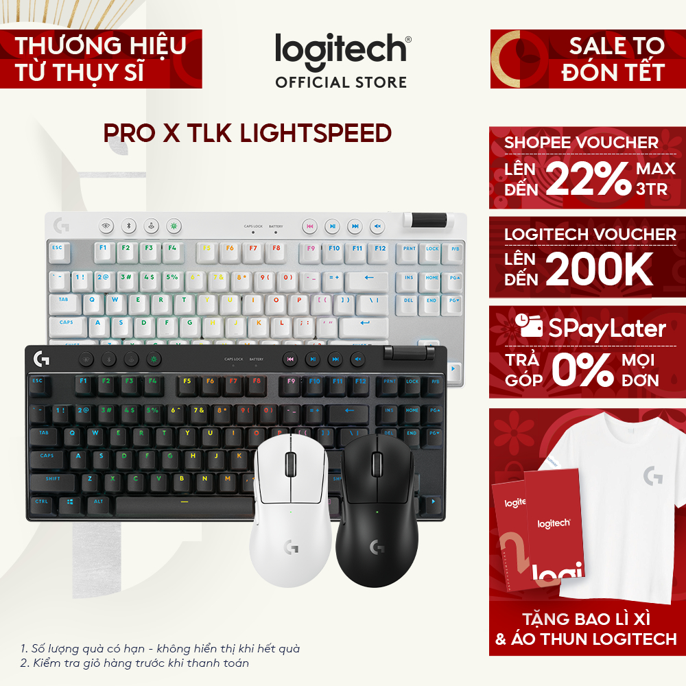 Combo Bàn phím Gaming Logitech G PRO X TKL LIGHTSPEED và Chuột Logitech G PRO X SUPERLIGHT 2 DEX