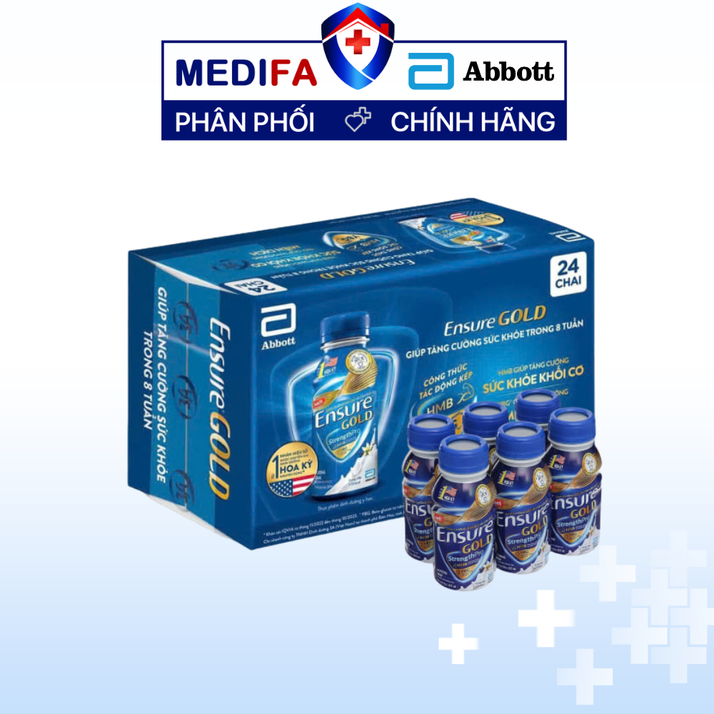 Thùng 24 Chai Sũa Nước Ensure Gold 237ml/chai phiên bản mới, Chính Hãng Abbott