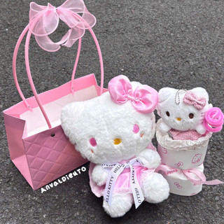 [Hàng sẵn HCM] Set quà giỏ quà tặn gấu bông và hoa gấu Hello Kitty tặng bạn gái dịp sinh nhật, 14/2, 8/3