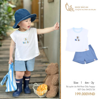M&B (6M-2Y) Bộ quần áo cộc tay cho bé trai chất cotton thoáng mát, thấm hút mồ hôi tốt từ 7kg4 đến 15kg BST GẤU25