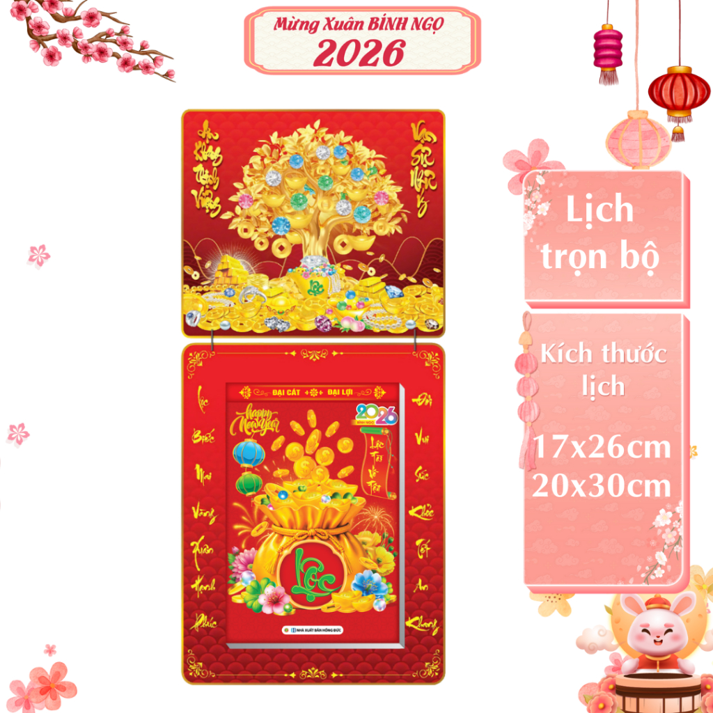 LỊCH 2026 - Bloc (17x26 cm) - (20x30 cm) - Phú Quý Vinh Hoa - Vạn Sự Đại Cát Trọn Bộ Đầu Treo Lamina
