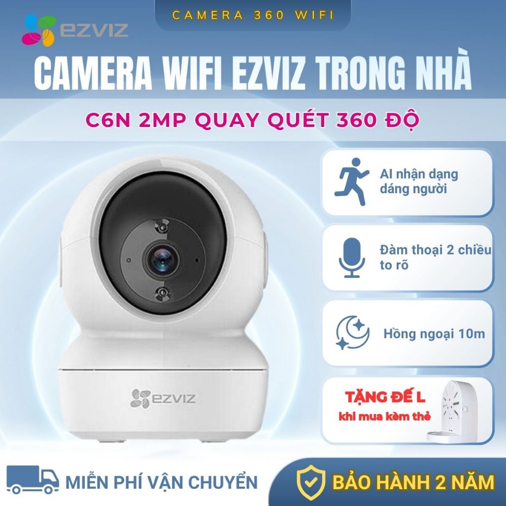 Camera Wifi Ezviz C6N H6C PRO 2MP, Camera Trong Nhà, Đầy Đủ Tính Năng, Hồng Ngoại 10m, Bảo Hành 24 Tháng