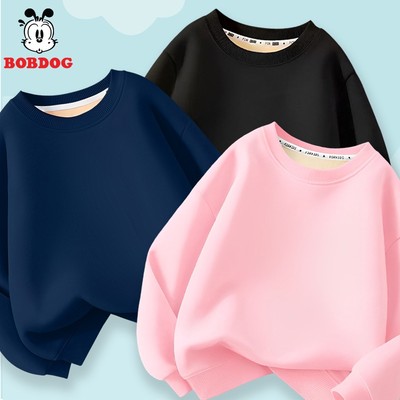 Áo sweater nỉ nhung cho bé trai bé gái BOBDOG, áo dài tay thu đông dày ấm cute, áo nỉ trơn basic dễ mặc