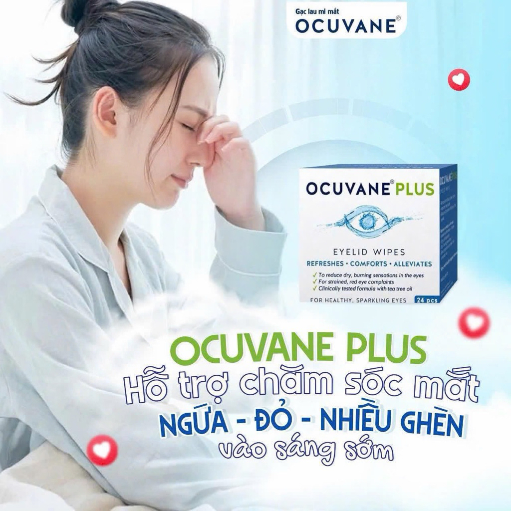 [HOẢ TỐC HT3 ] Hộp 24 miếng gạc lau mi mắt OCUVANE PLUS nhập khẩu từ Hungary - CHÍNH HÃNG