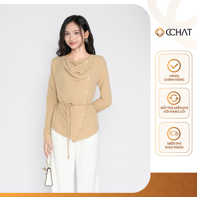 Áo Len Nữ 𝐂𝐂𝐇𝐀𝐓 Dáng Suông Hyliana Đính Dây Buộc Nơ Chất Liệu Mềm Mại 25LDW2001ST