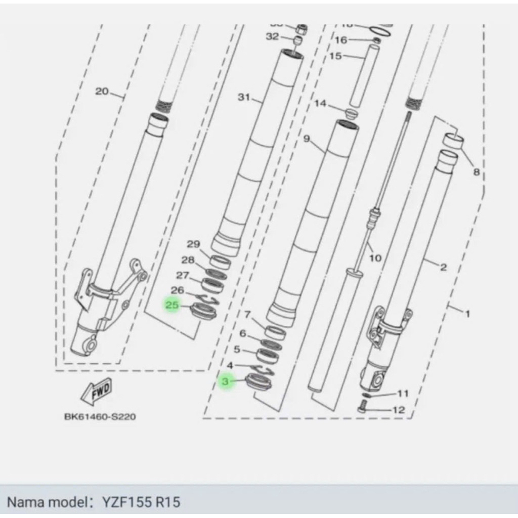 phớt phuộc trước yamaha r15 r15v3 r15v2 r15m mt03
