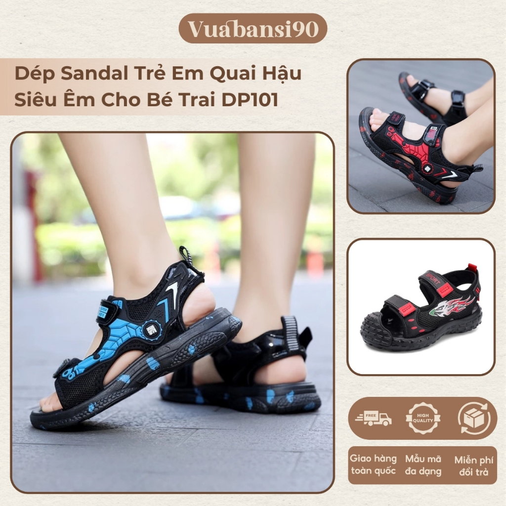 Dép Sandal Trẻ Em Quai Hậu Siêu Êm Cho Bé Trai DP101 – Sandal 2 Quai Chống Trơn, Năng Động
