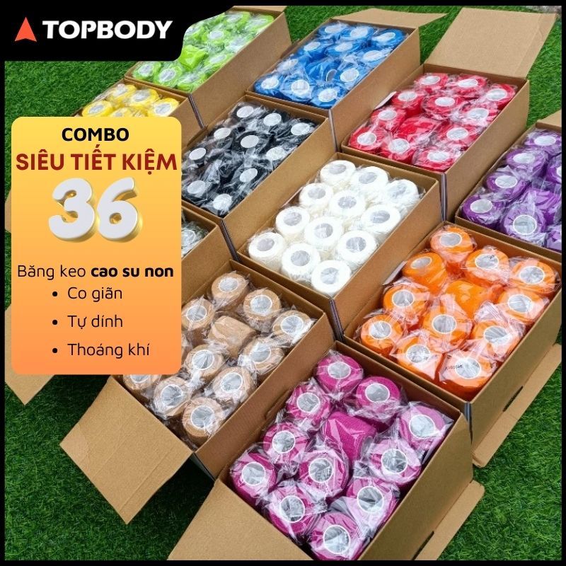 [Combo 36] Băng keo thể thao quấn cổ tay chân hạn chế chấn thương bằng cao su non bám dính tốt SAKOMALL BANGC