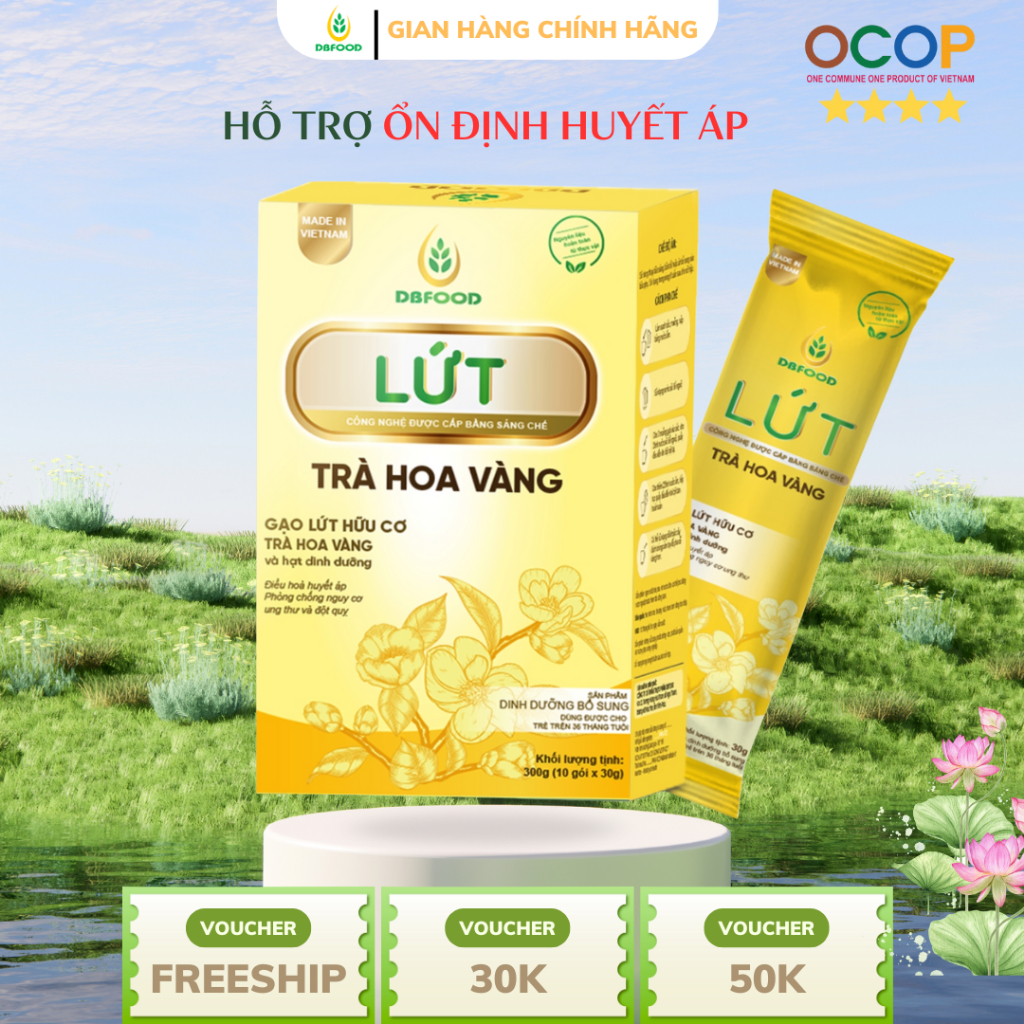 Ngũ cốc gạo lứt hữu cơ DBFOOD kết hợp Trà hoa vàng hỗ trợ ổn định huyết áp - hộp 360g