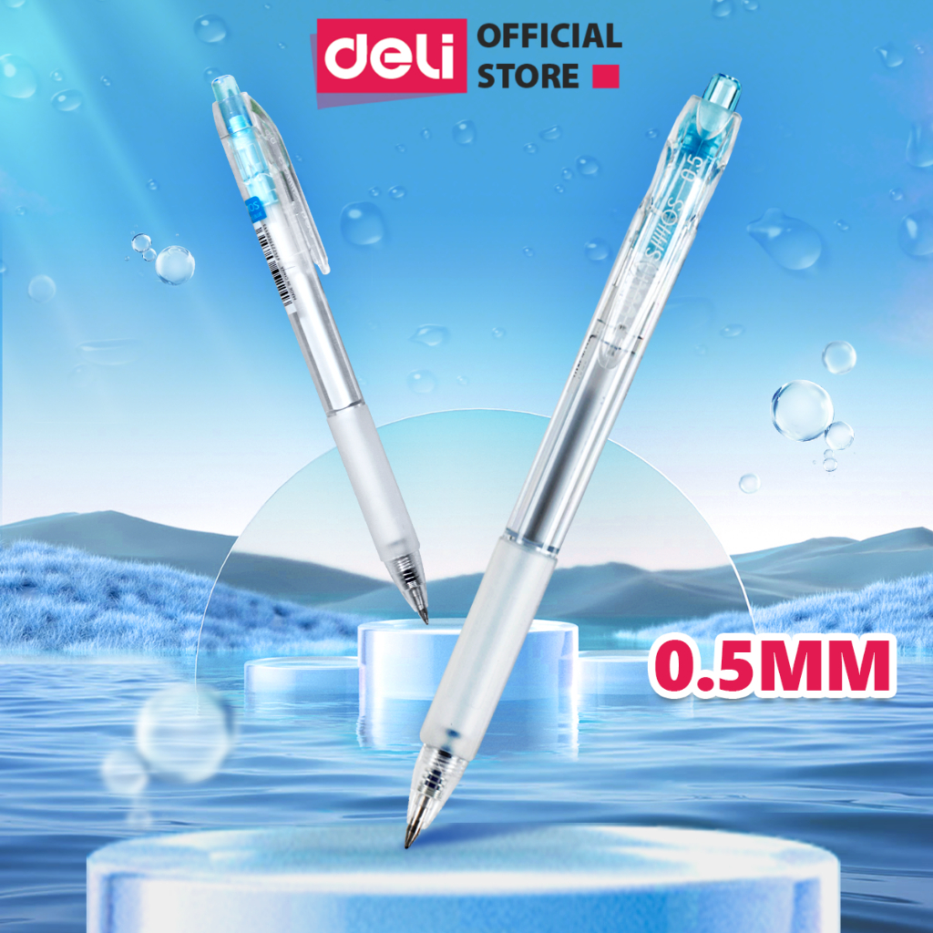 Bút gel bút bi nước mực xanh ngòi 0.5mm Deli G057
